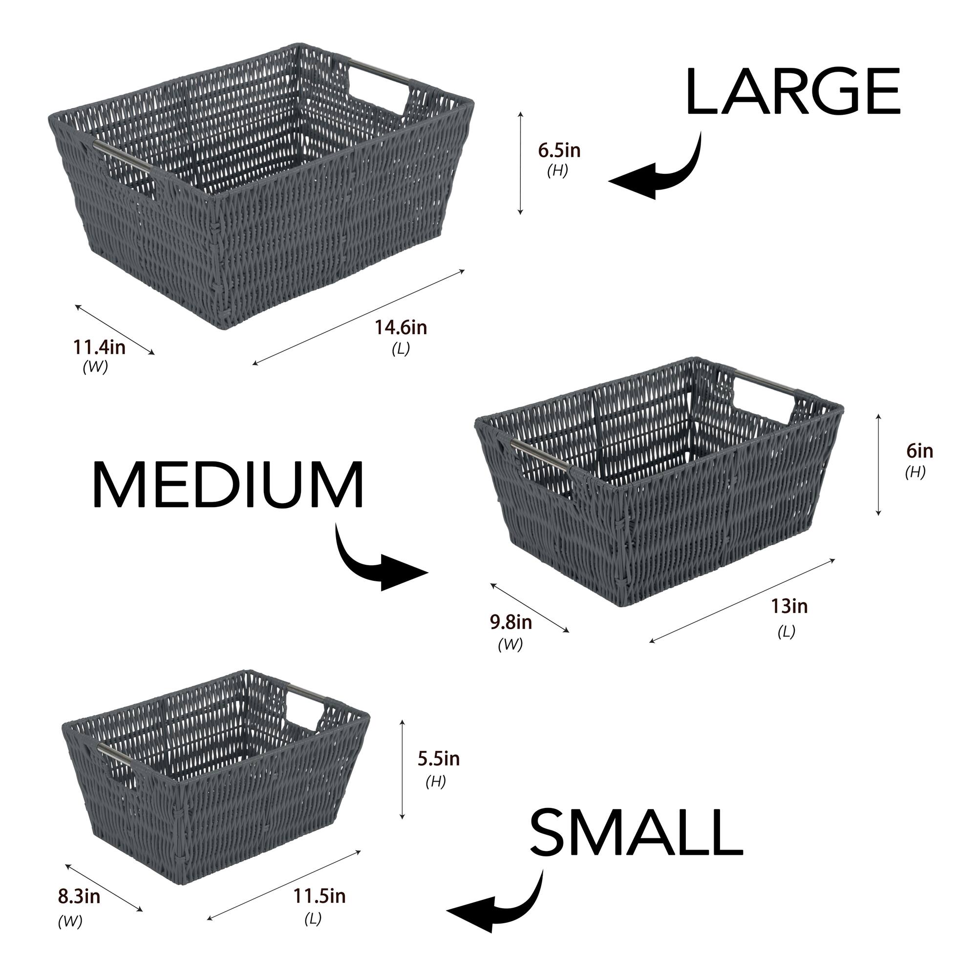 Simplify Charcoal Rattan Tote Basket Set, 3ct.